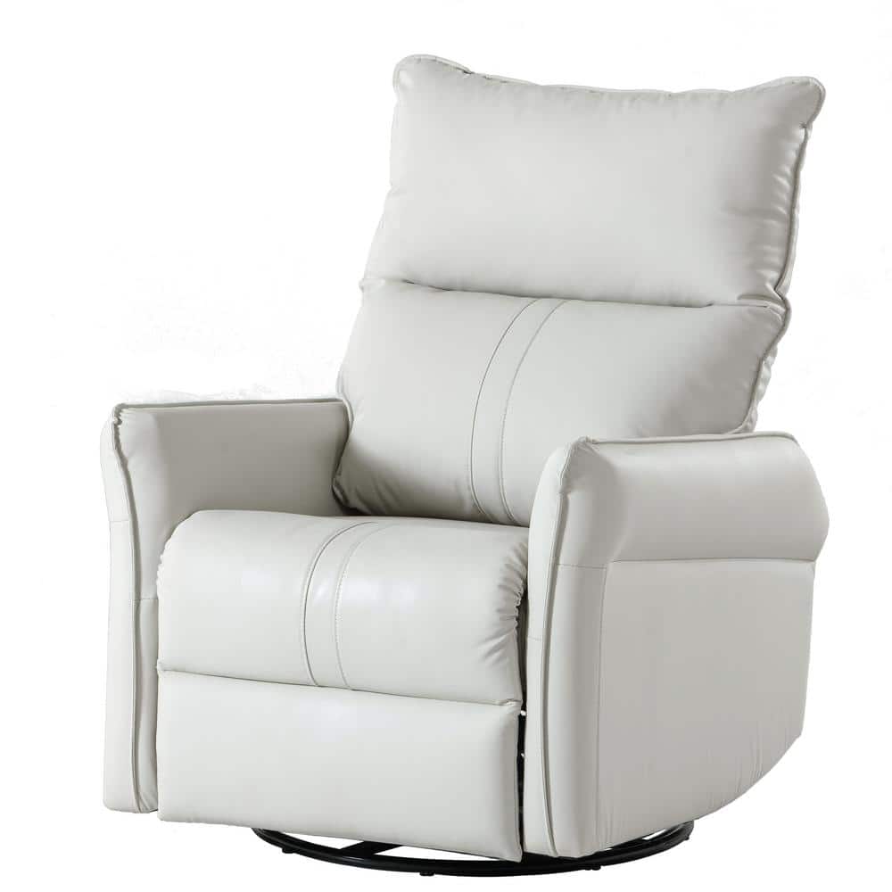Light Gray Leather Power 270° Swivel Rocker Recliner Chair with USB Port E