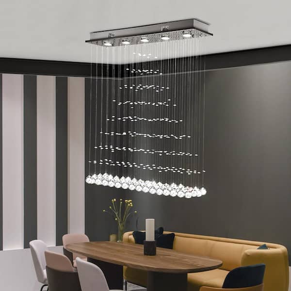 Maxax Albany 5-Light Chrome Beaded Crystal Chandelier