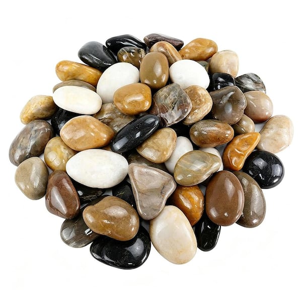38 lbs. 2-3 in. Multicolor Polished River Pebbles, Decorative Stones for Aquarium and Garden Landscaping