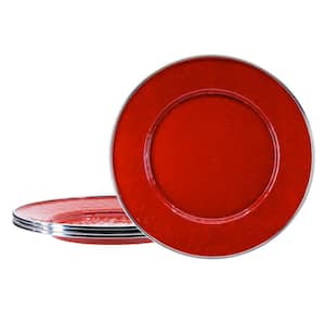 Solid Red 8.5 in. Enamelware Round Sandwich Plates (Set of 4)