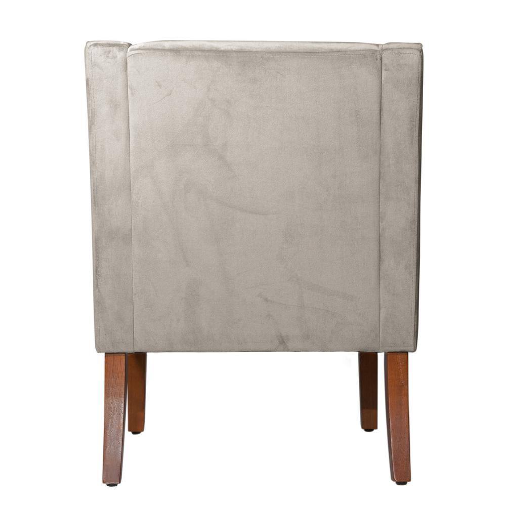 Elegant Gray Velvet Wood Accent Chair with Swoop Arms