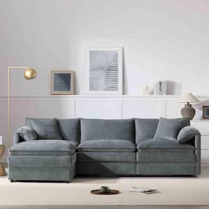 Polibi 83 in. Modern Square Arm Velvet L-Shaped Sofa, Couches for