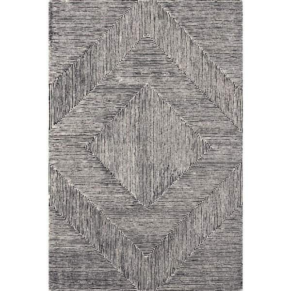 Kayra Wool Modern Charcoal 6 ft. x 9 ft. Indoor Area Rug