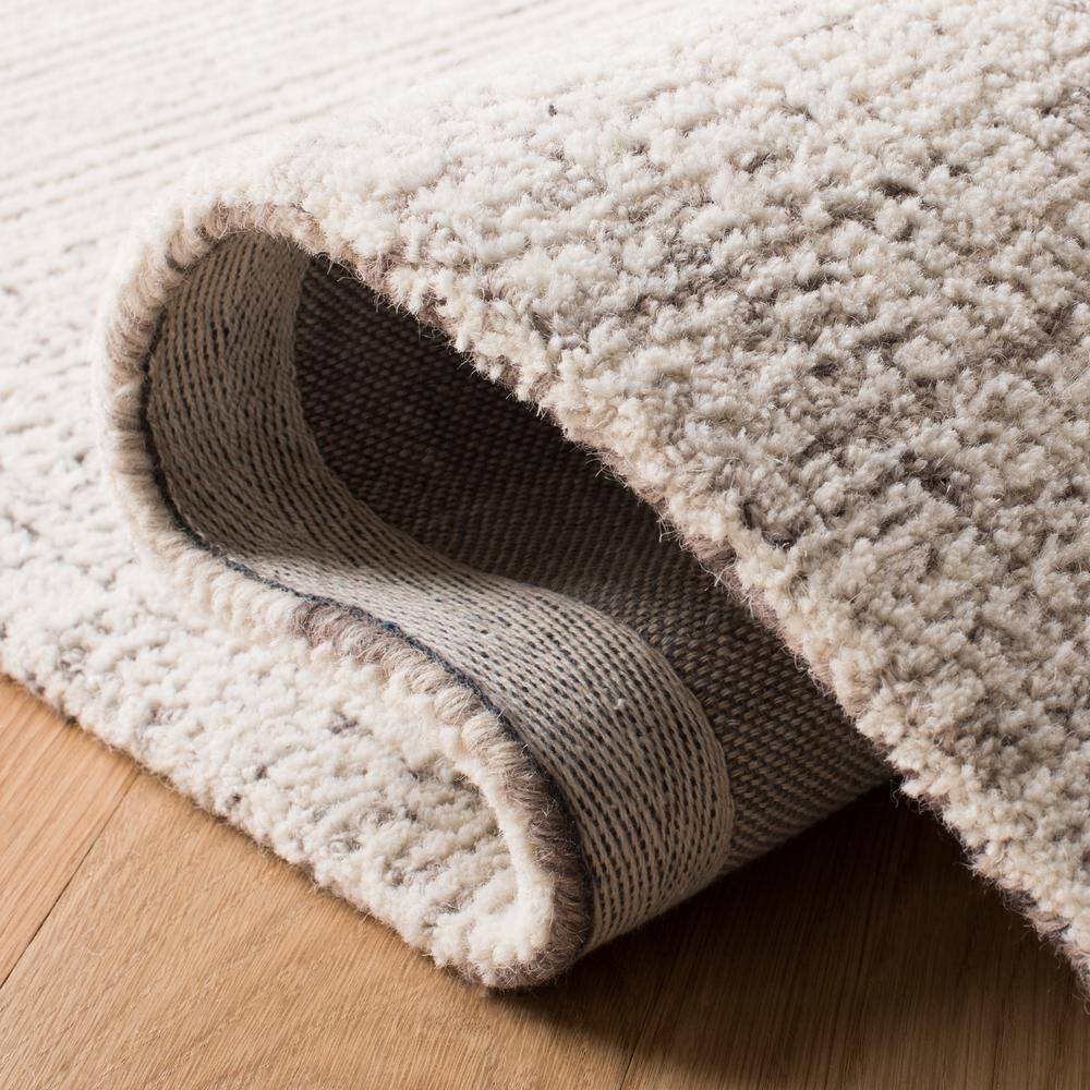 Gray Abstract Hand Tufted Wool Square Area Rug