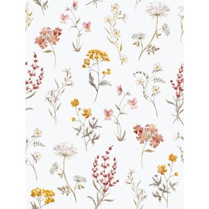 Spring Blossom Collection Botanical Floral Mix Yellow Matte Finish Non-Pasted Non-Woven Paper Wallpaper Roll