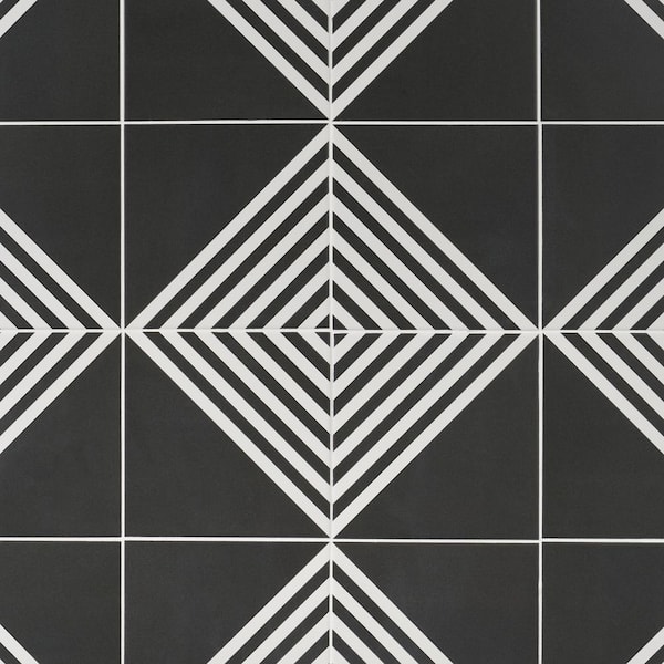 Ivy Hill Tile Script Stripe Negative 7.87 in. x 7.87 in. Matte Porcelain Floor and Wall Tile (11.19 sq. ft./Case)