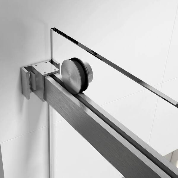 Unbranded - 60 in. W x 76 in. Double Sliding Frameless Shower Door in Brushed Nickel Without Buffer