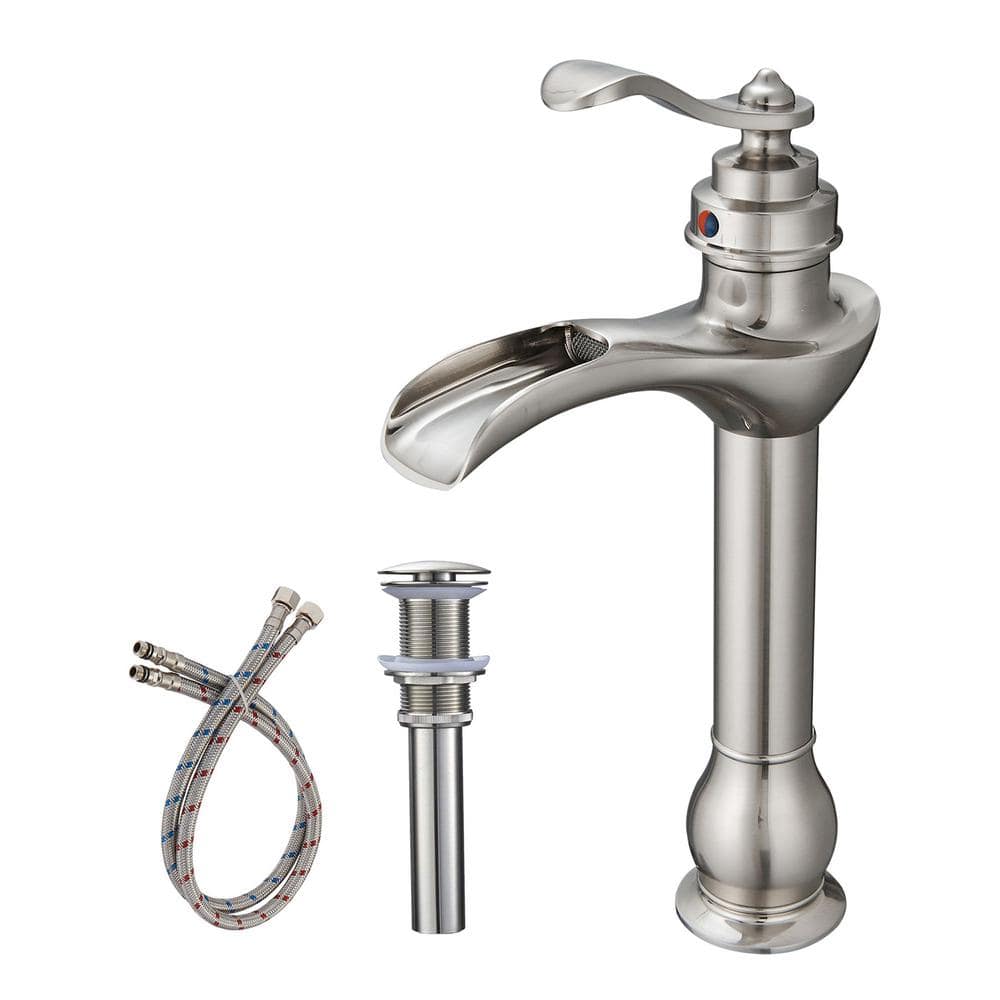 Brushed Nickel High Arc Single Handle Bathroom Faucet