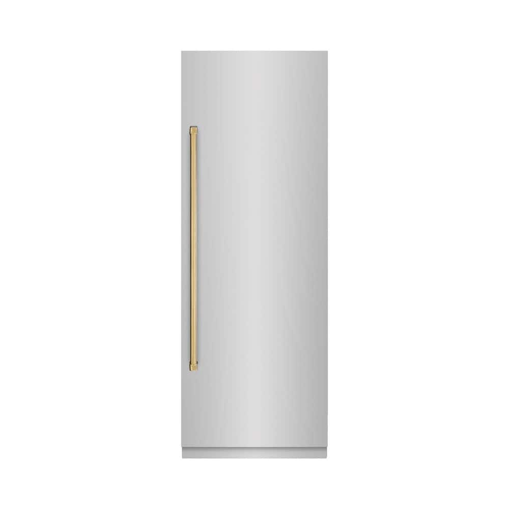 30 in. 16.7 cu. ft. Freezerless Column Refrigerator in Stainless Steel w/ Graphite Gray Interior & Polished Gold Accents