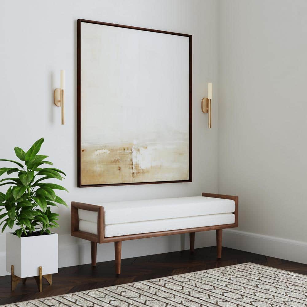 Cream Boucle 48 in. Bedroom Bench Backless with Wood Base price history on PriceWatchPro