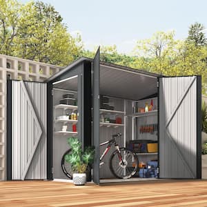 4 ft. W x 7.5 ft. D Outdoor Storage Metal Shed with Racks Horizontal Bike Sheds with Triple Lockable Door (29 sq.ft.)