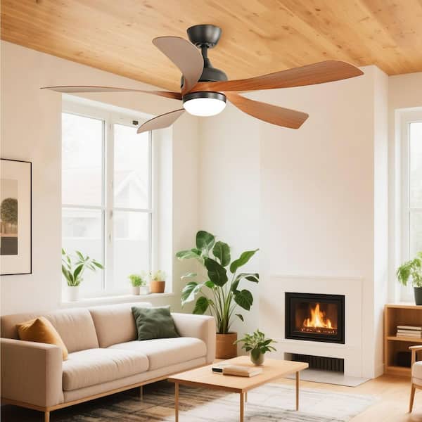 Sleek Dark Brown 52 in. Ceiling Fan - 5 ABS Blades with LED Light and 6-Speed Quiet Remote Control