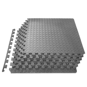 Exercise Puzzle Mat Grey 24 in. x 24 in. x 0.5 in. EVA Foam Interlocking Anti-Fatigue Exercise Tile Mat (6-Pack)