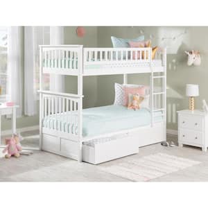 Columbia Bunk Bed Twin over Twin with 2 Urban Bed Drawers in White