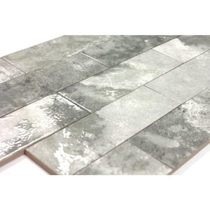 Lisboa Rectangle Cielo Grey 3 in. x 9 in. Textured Matte Glossy Ceramic Subway Wall Tile (7.99 sq. ft./44-piece case)