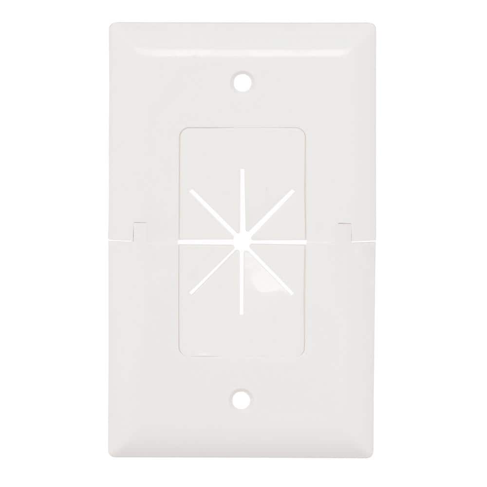 White Plastic 1-Gang Split Wall Plate for Low Voltage Cables