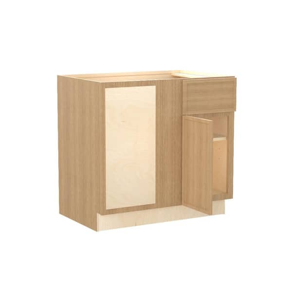Franklin 36 in. W x 24 in. D x 34.5 in. H Assembled Plywood Base Blind Corner Kitchen Cabinet in Vanguard Oak Soft Close