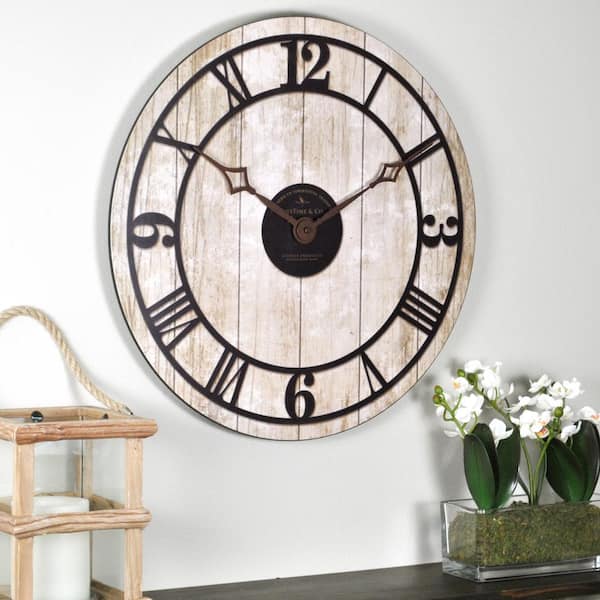 FirsTime 18 in. Whitewash Reclaimed Wall Clock