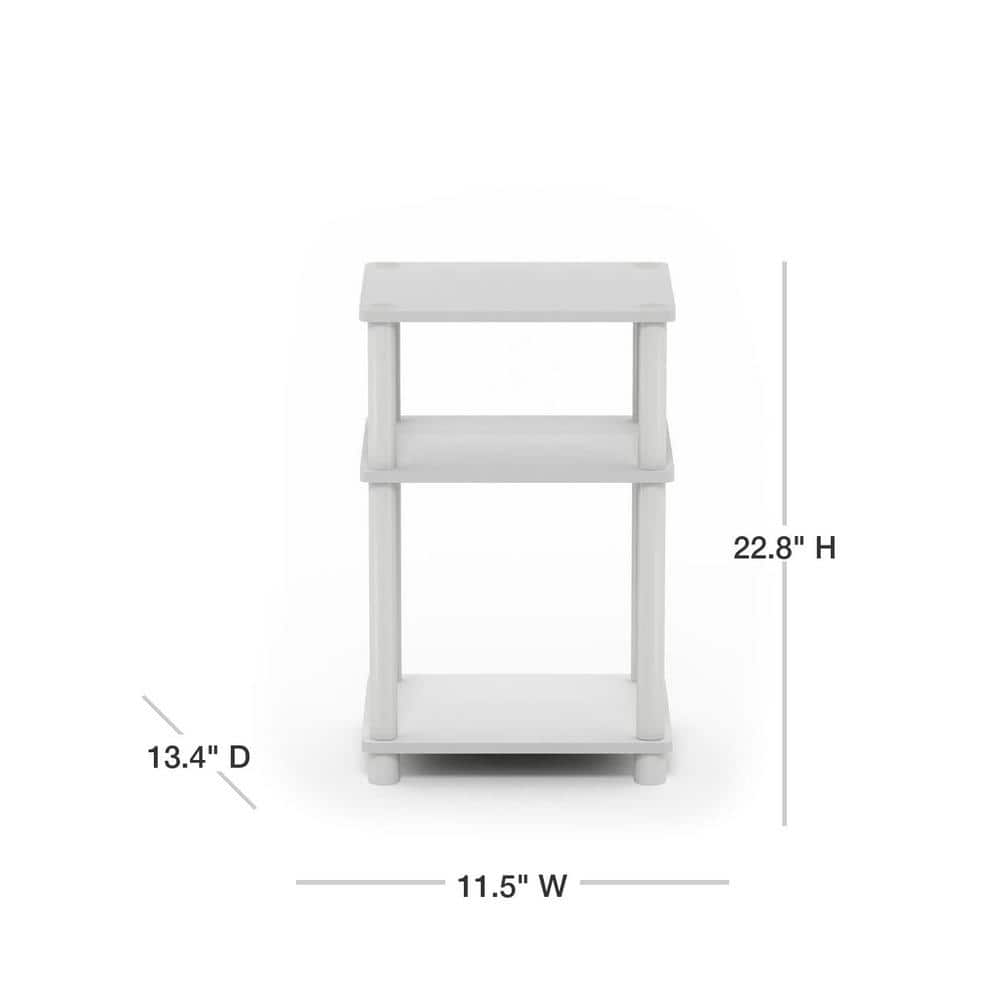 Modern Petite 3-Tier White Wood and Metal End Table