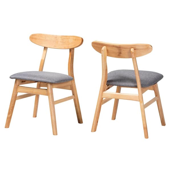 Baxton Studio Ulyana Grey and Natural Brown Dining Chair (Set of 2)