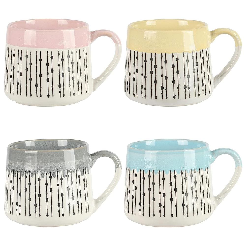 Gibson Home Morning Mist 4-Piece 15 oz. Stoneware Belly Mug Set in ...