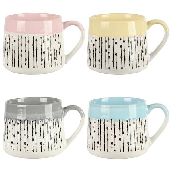 Gibson Home Morning Mist 4-Piece 15 oz. Stoneware Belly Mug Set in Assorted Colors