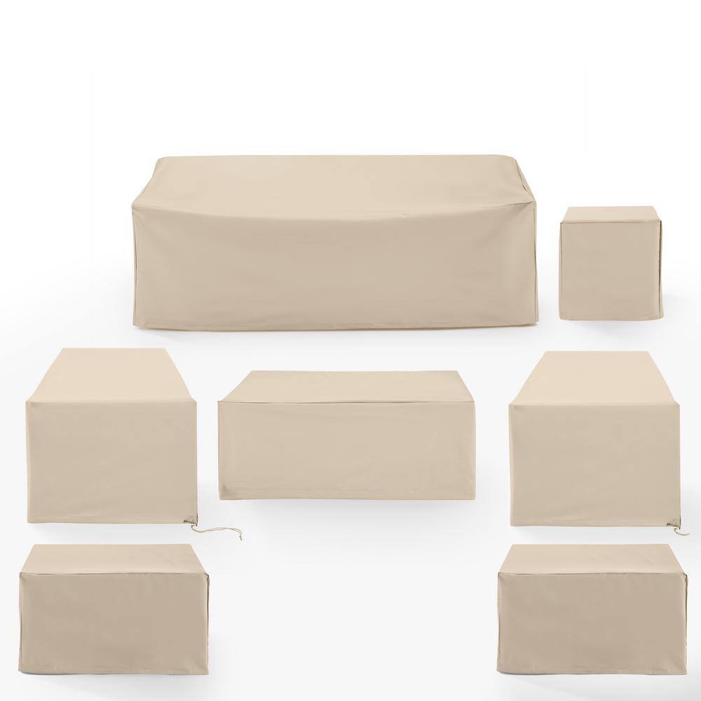 Tan Heavy-Duty Vinyl 7-Piece Outdoor Furniture Cover Set