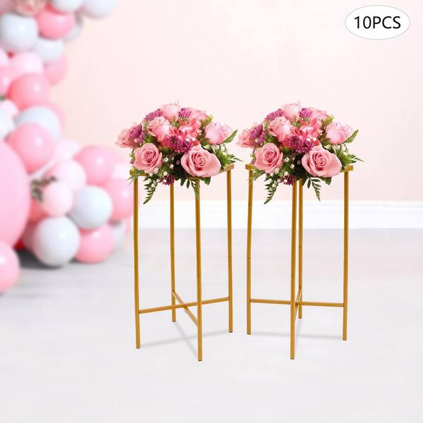 YIYIBYUS 10 Pieces 22.44 in. x 9 in. x 9 in. Gold Outdoor Metal