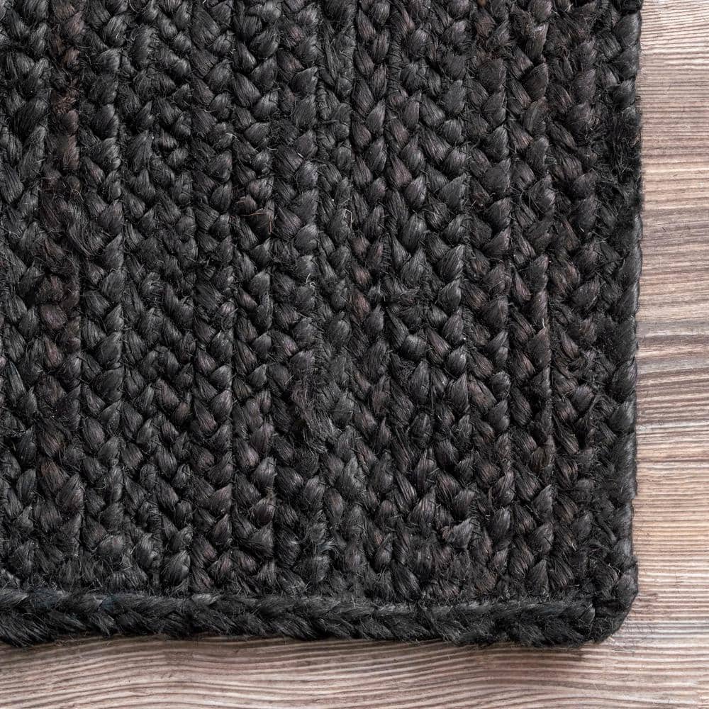 Handmade Black Braided Jute Area Rug 4' x 6'