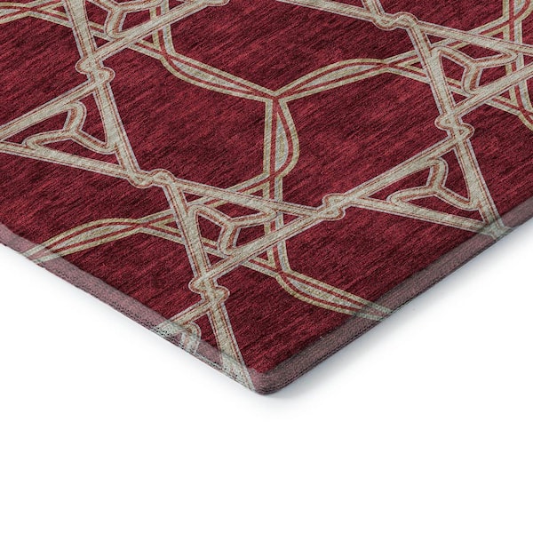Mayfield Premium Machine Washable Abstract AMF959 Burgundy 1 ft. 8 in. x 2 ft. 6 in. Area Rug