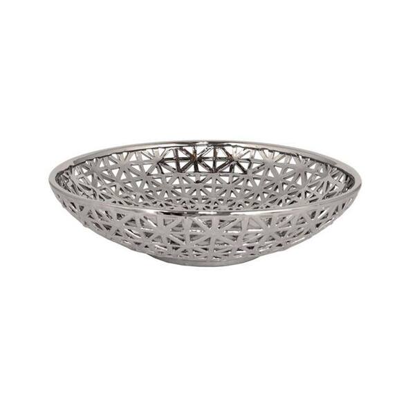 Generic unbranded 18.5 in. W Plated Silver Ceramic Pierced Bowl