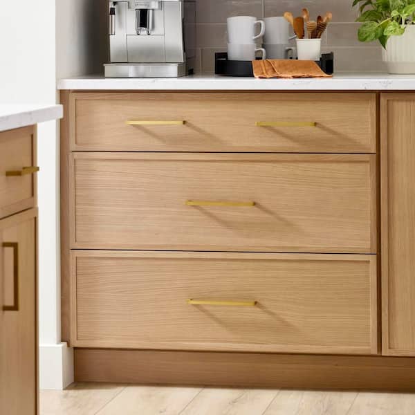 Leyton 36 in. W x 24 in. D x 34.5 in. H Ready to Assemble Plywood Slim Shaker Cooktop Base Kitchen Cabinet in White Oak
