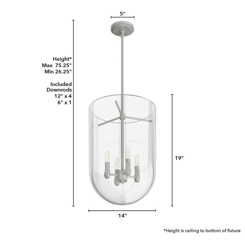 Brushed Nickel 4-Light Clear Glass Pendant