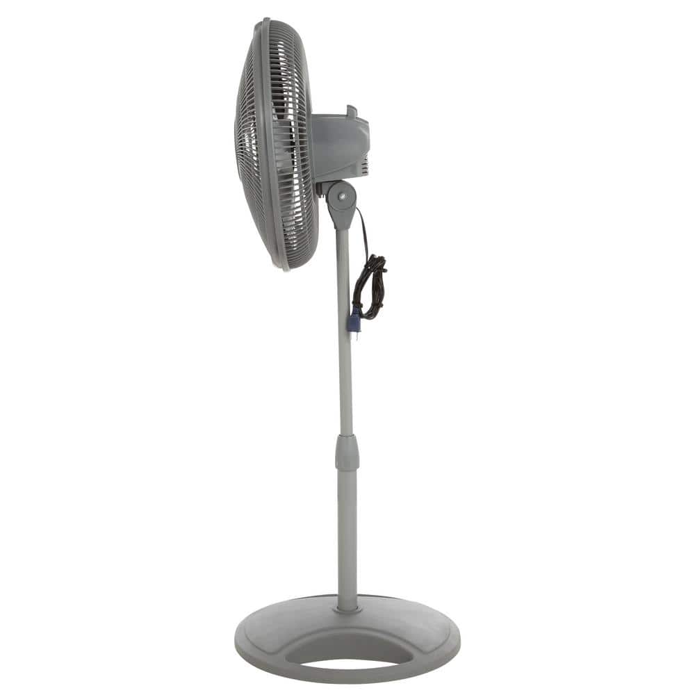 Gray Adjustable Height Oscillating Pedestal Fan with 16-inch Diameter