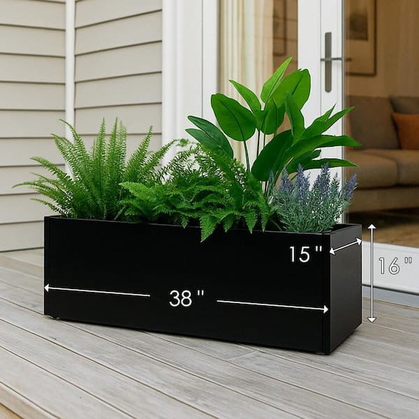 KOZYARD 38 Lx15 Wx16 in. H Large Rectangular Planter Meta Planter