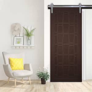 30 in. x 84 in. Whatever Daddy-O Sable Wood Sliding Barn Door with Hardware Kit in Stainless Steel