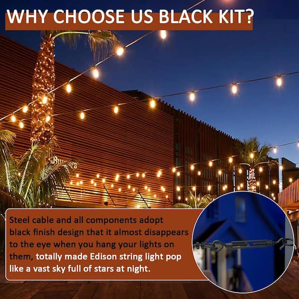 TOYELIU 304 Stainless Steel Vinyl Coated Wire Rope - 3/64" Cable, 300ft For Hanging String Lights & Outdoor Use