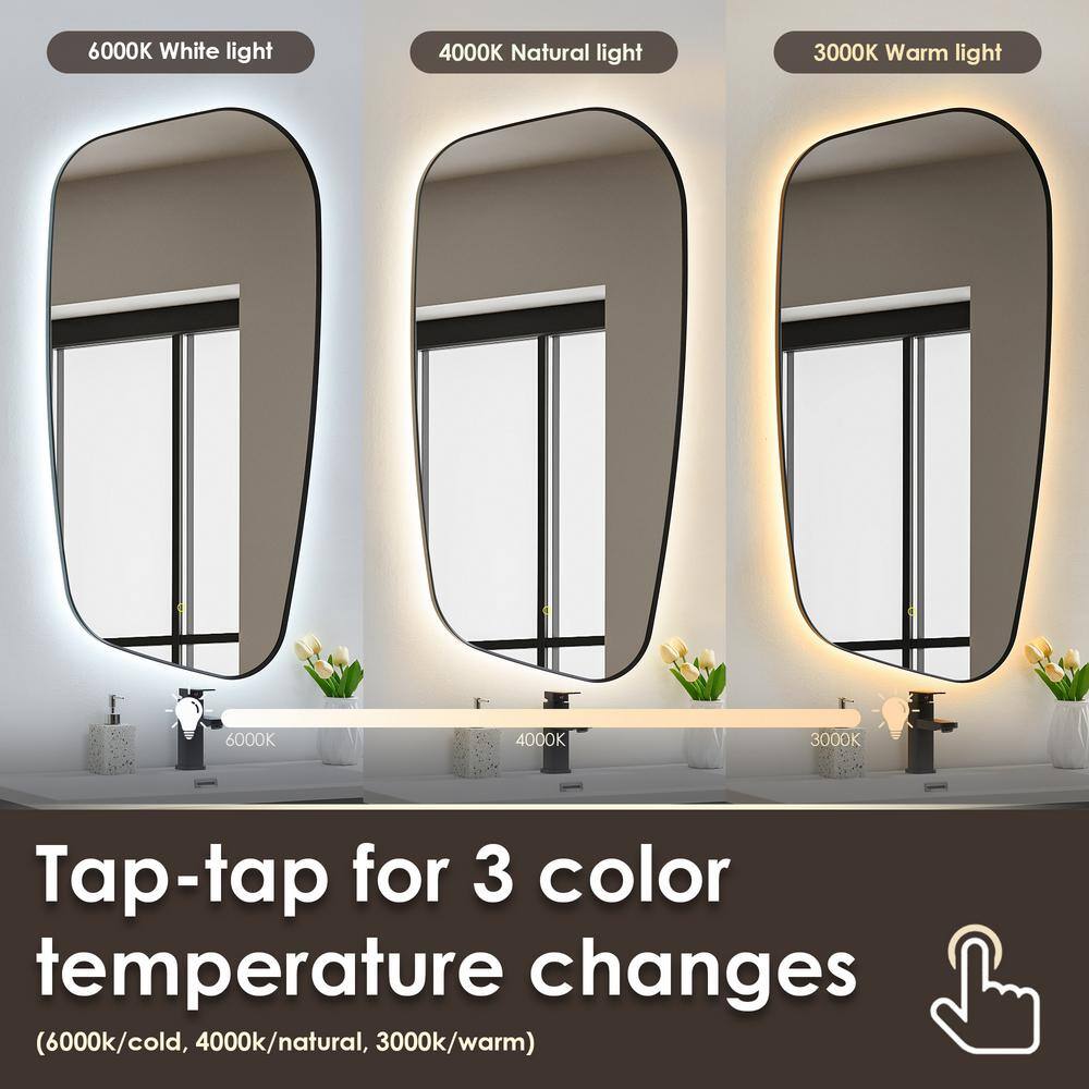 Florian 26" x 48" Black Aluminum LED Vanity Mirror
