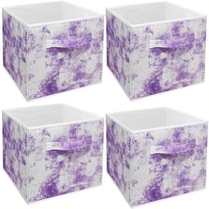 11 in. H x 10.5 in. W x 11 in. D Tie Dye Purple Foldable Cube Storage Bin 4-Pack