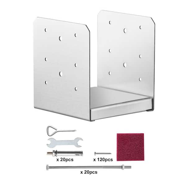 SVOPES 6 x 6 in. Post Base, 10 Pieces Stainless Steel Adjustable Post Anchor Bracket, Supports Deck, Porch, Pavilion Handrails