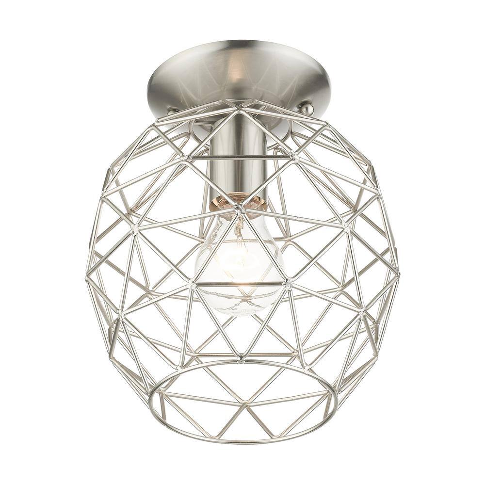 Geometrix Brushed Nickel 8" Contemporary Flush Mount Light