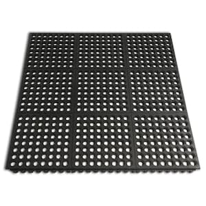 Dura-Chef Interlock 5/8 in. x 36 in. x 36 in. Black Kitchen Mat (4-Pack)