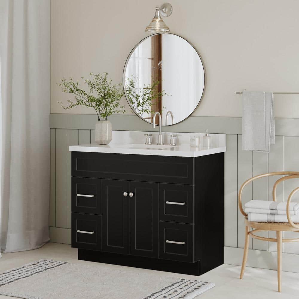 Aro 59 Black Double Sink Wall Mounted Bathroom Vanity with Drawers Faux  Marble Top