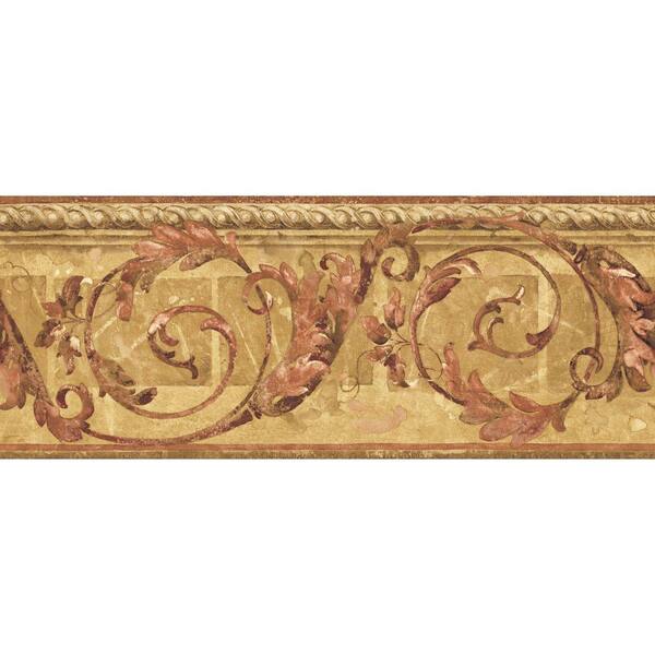 The Wallpaper Company 8 in. x 10 in. Mid-Tone Traditional Scroll Border Sample-DISCONTINUED