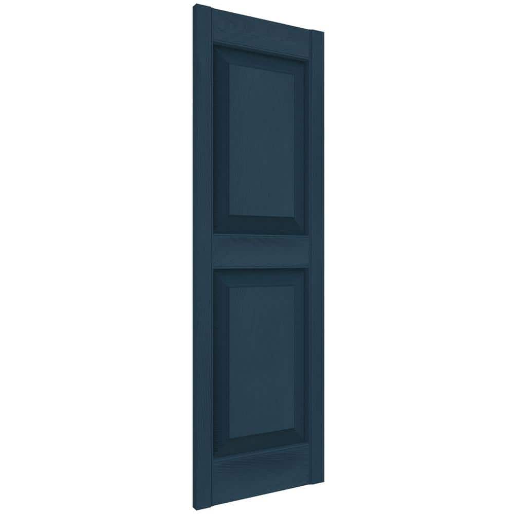 Classic Blue Vinyl Raised Panel Exterior Shutters, 51" x 14.75" (Set of 2)