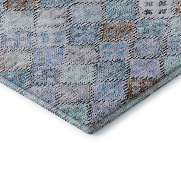 Mayfield Premium Machine Washable Abstract AMF1081 Blue 3 ft. x 4 ft. Area Rug