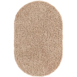 Solid Shag Taupe 3 ft. 3 in. x 5 ft. 3 in. Area Rug