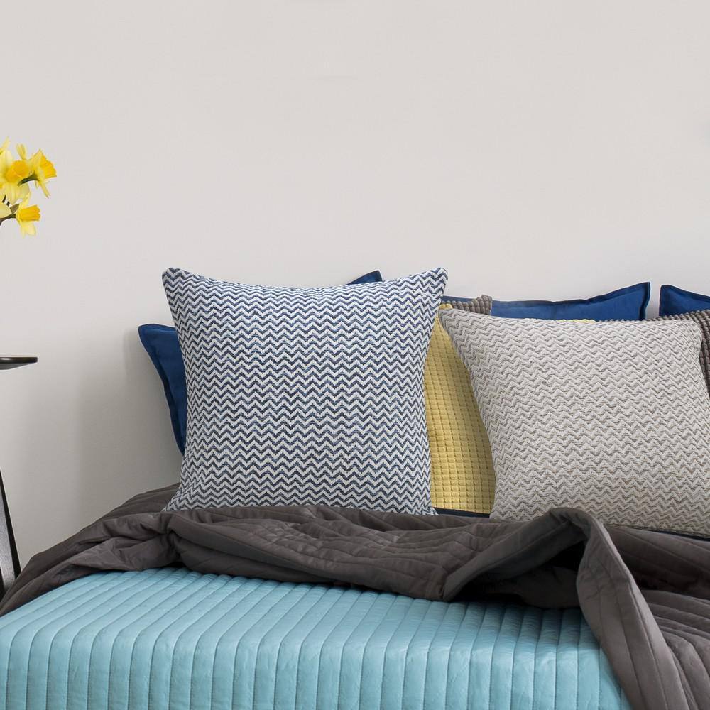 Coastal Chevron Soft Touch Throw Pillow, 22" Square, Navy Blue & White