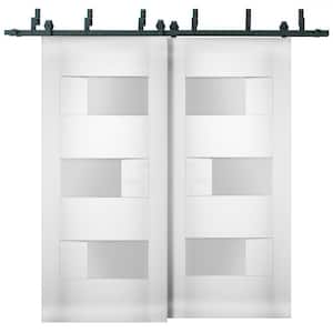 64 in. x 84 in. Single Panel White Solid MDF Sliding Doors with Bypass Barn Hardware