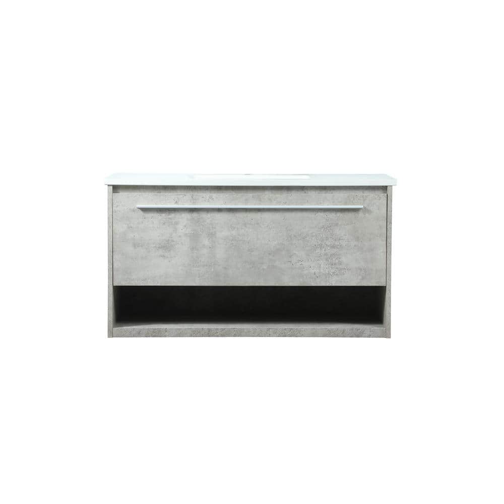 Simply Living 36 in. Single Bathroom Vanity in concrete Grey with Quartz Va